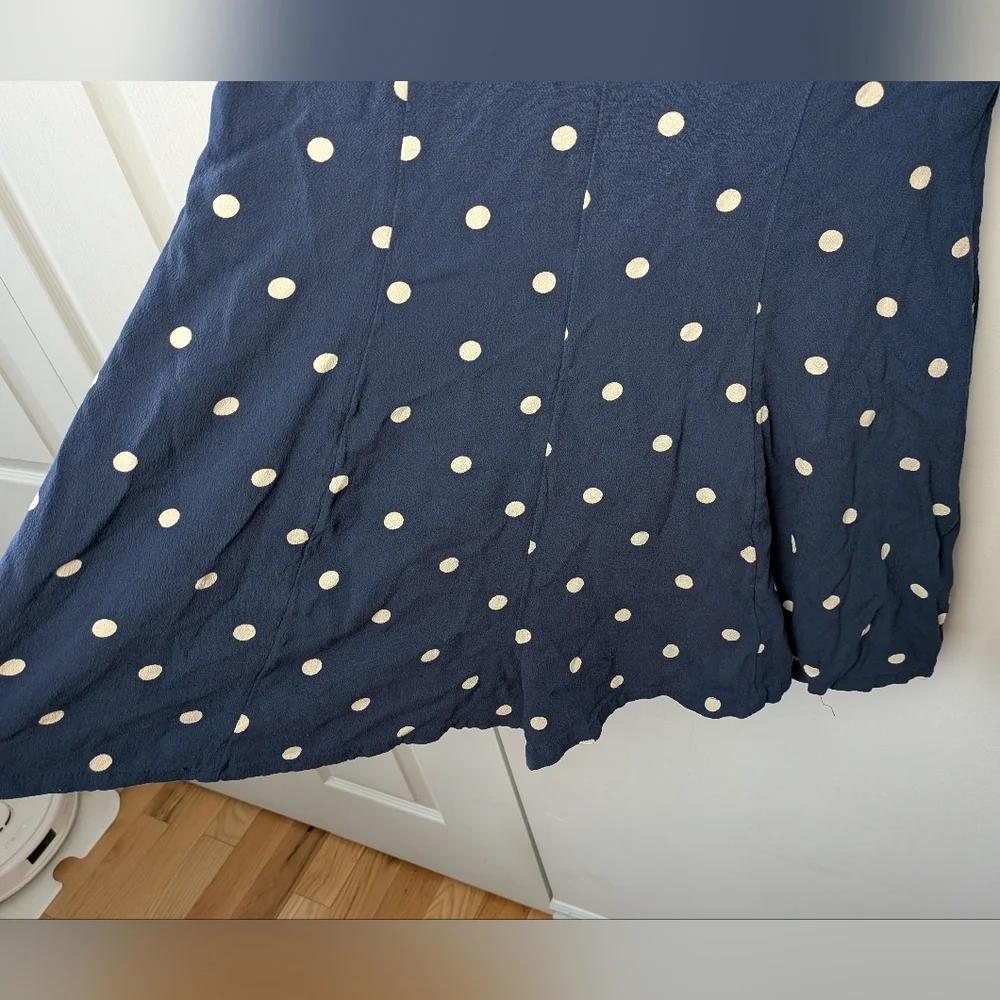 AMERICAN EAGLE Women Romper Shorts Long Flare Sleeves Polka Dot Size M Navy Blue - Picture 5 of 14